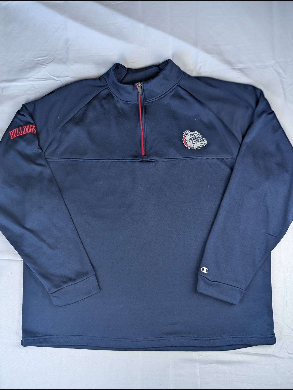 Champion Gonzaga Bulldogs Navy 1/4 Zip Pullover Fleece Sweatshirt Men's XL